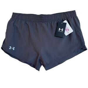 Under Armour Youth Fly By 3" Shorts Juniors LG Gray Hidden Pocket Lined Sports